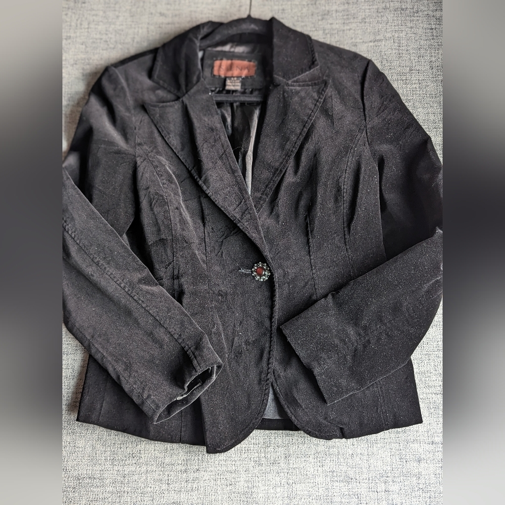 Sienna Faux Suede Blazer with Vintage Broach